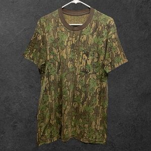 Vintage 1990s Trebark Camouflage Single Stitch Pocket T-Shirt // L